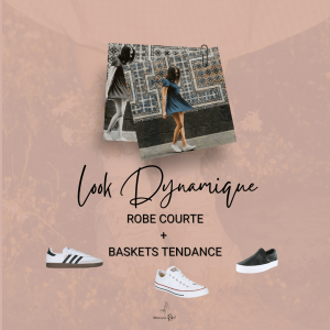 Look dynamique robe courte et baskets printemps