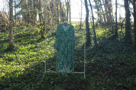 Robe midi chemise verte à pâquerette - Fit & Flare Yessica - Taille 44