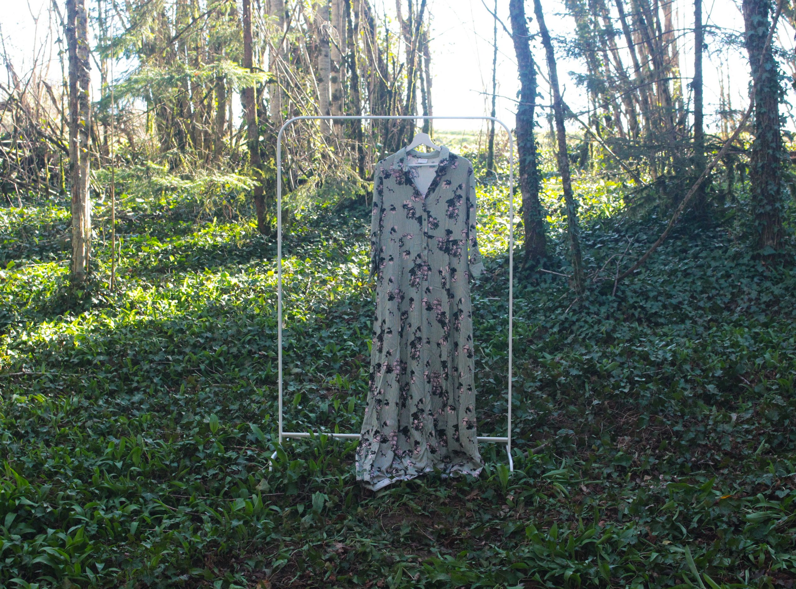 Robe longue fluide kaki fleurie - Vila - Taille S