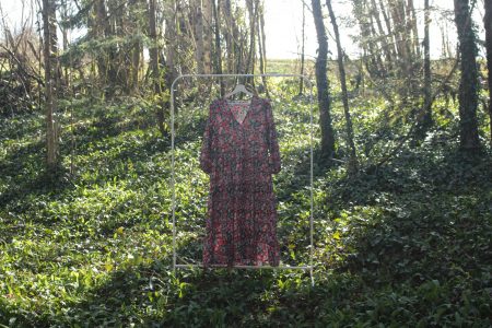 Robe fluide voile noire fleurie - Zara – Taille S