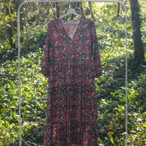 Robe fluide voile noire fleurie Zara – Taille S