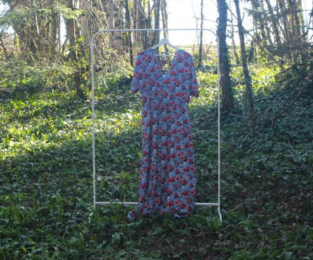 Robe longue empire bleue fleurie - Jacqueline de Yong -  Taille XL