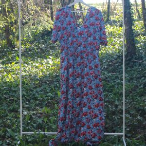 Robe longue empire bleue fleurie Jacqueline de Yong  Taille XL