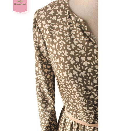 Robe longue droite kaki et écru - Kiabi - Taille XL