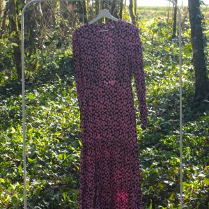 Robe noire à pois roses Mango  Taille S