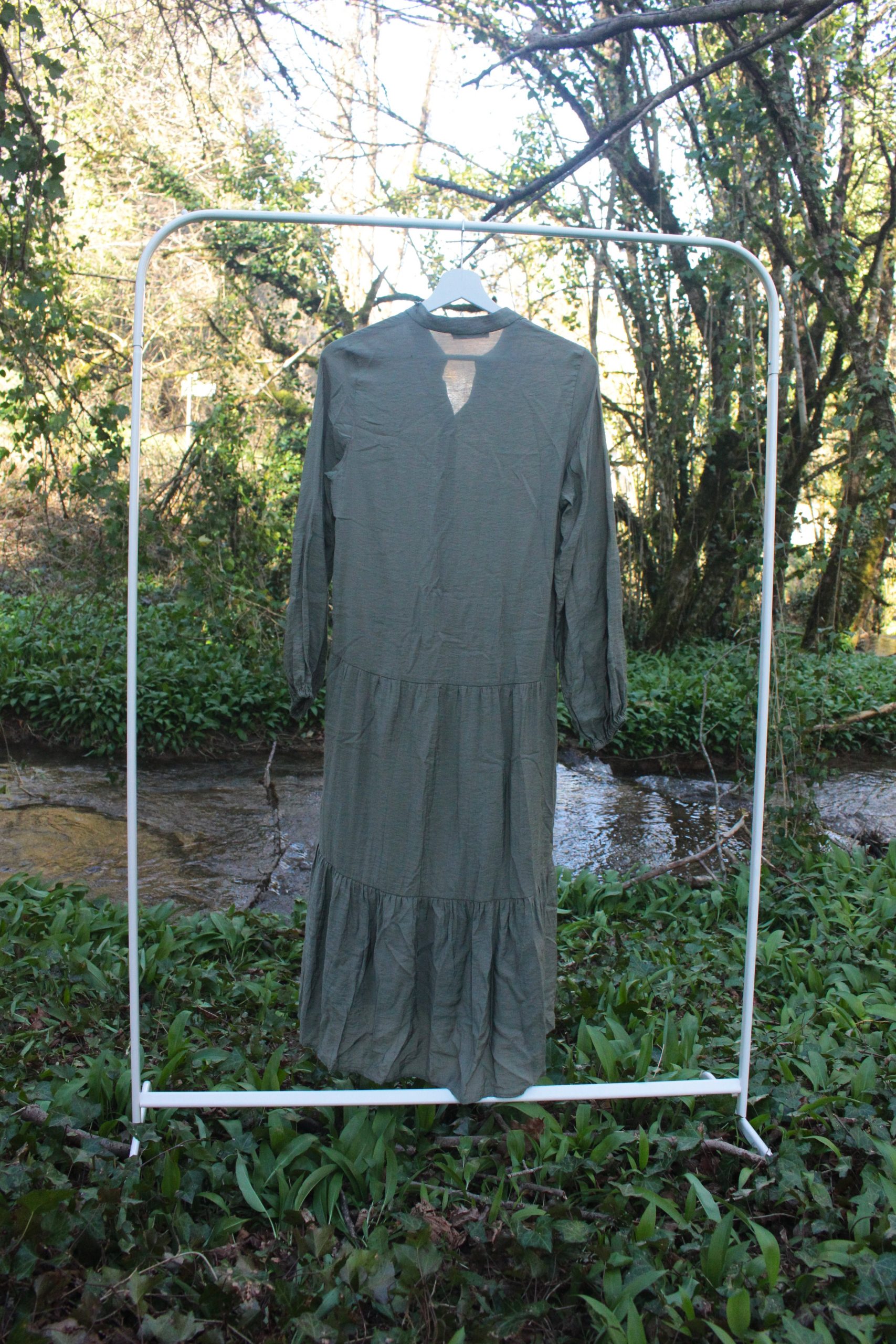 Robe kaki asymétrique fluide Lefties Taille S – Image 3