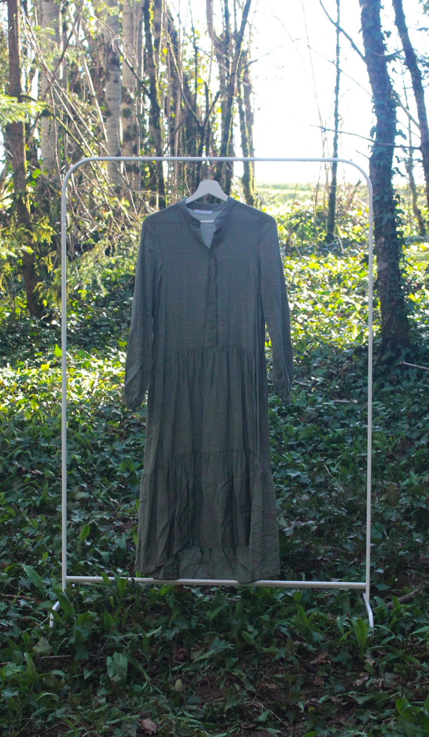 Robe kaki asymétrique fluide Lefties Taille S