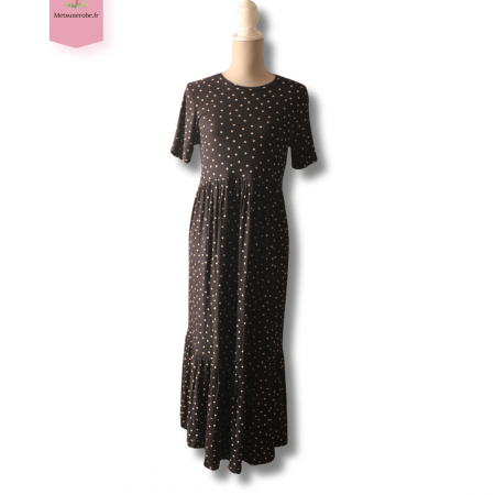 Robe midi noire à pois blancs fluide - Marks&Spencer collection - Taille M