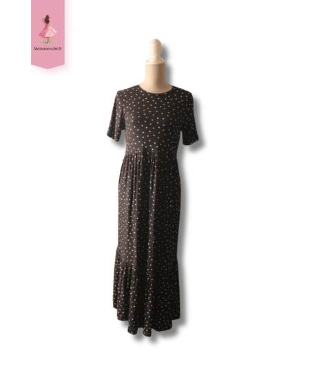 Robe midi noire à pois blancs fluide - Marks&Spencer collection - Taille M