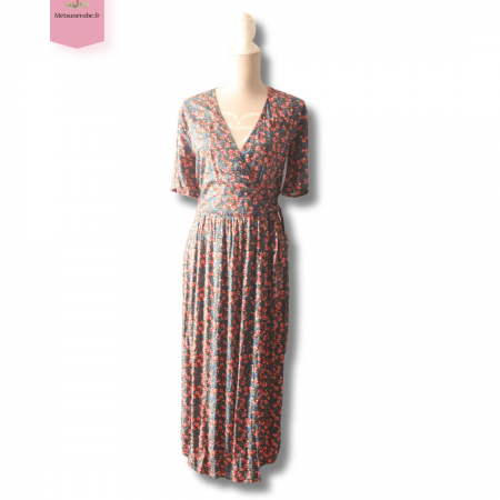 Robe portefeuille longue fleurie - Monoprix - Taille 36