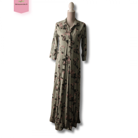 Robe longue fluide kaki fleurie - Vila - Taille S