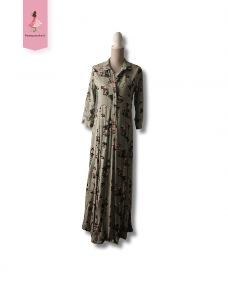 Robe longue fluide kaki fleurie - Vila - Taille S
