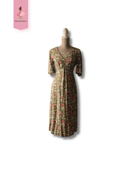 Robe fluide kaki fleurie - Mango – Taille S