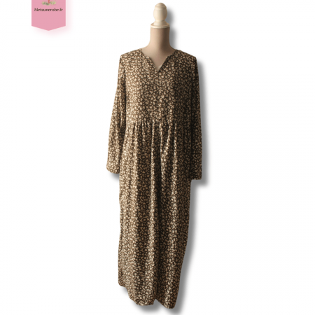 Robe longue droite kaki et écru - Kiabi - Taille XL
