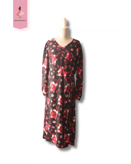 Robe fluide noire fleurie Kiabi - Taille - XXXL