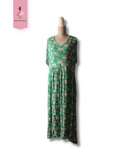 Robe fluide grande taille verte fleurie - Kiabi - Taille XXXL