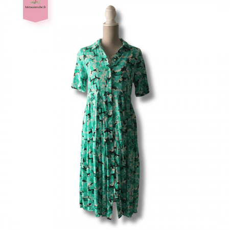 Robe chemise noire imprimé feuilles - Pièces - taille S