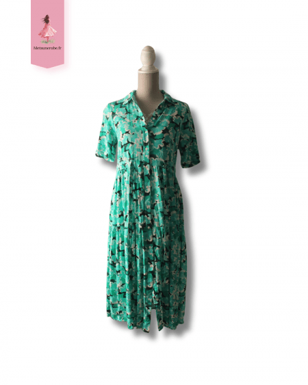 Robe chemise noire imprimé feuilles - Pièces - taille S