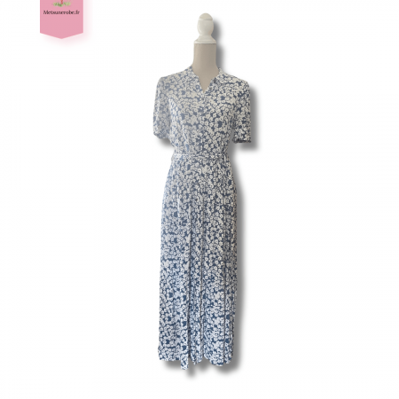 Robe chemise longue fleurie bleue – MNG – Taille M