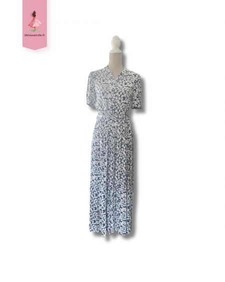 Robe chemise longue fleurie bleue – MNG – Taille M