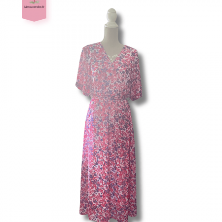 Robe longue fleurie voile blanc – Manoukian – Taille 38