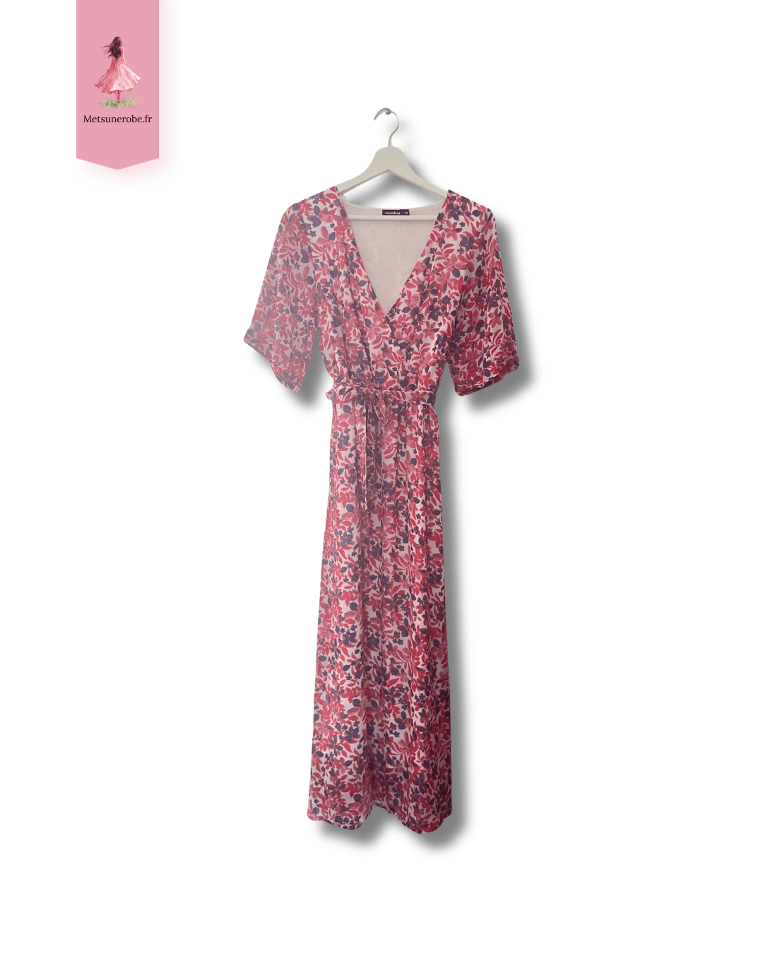Robe longue fleurie voile blanc – Manoukian – Taille 38 – Image 5