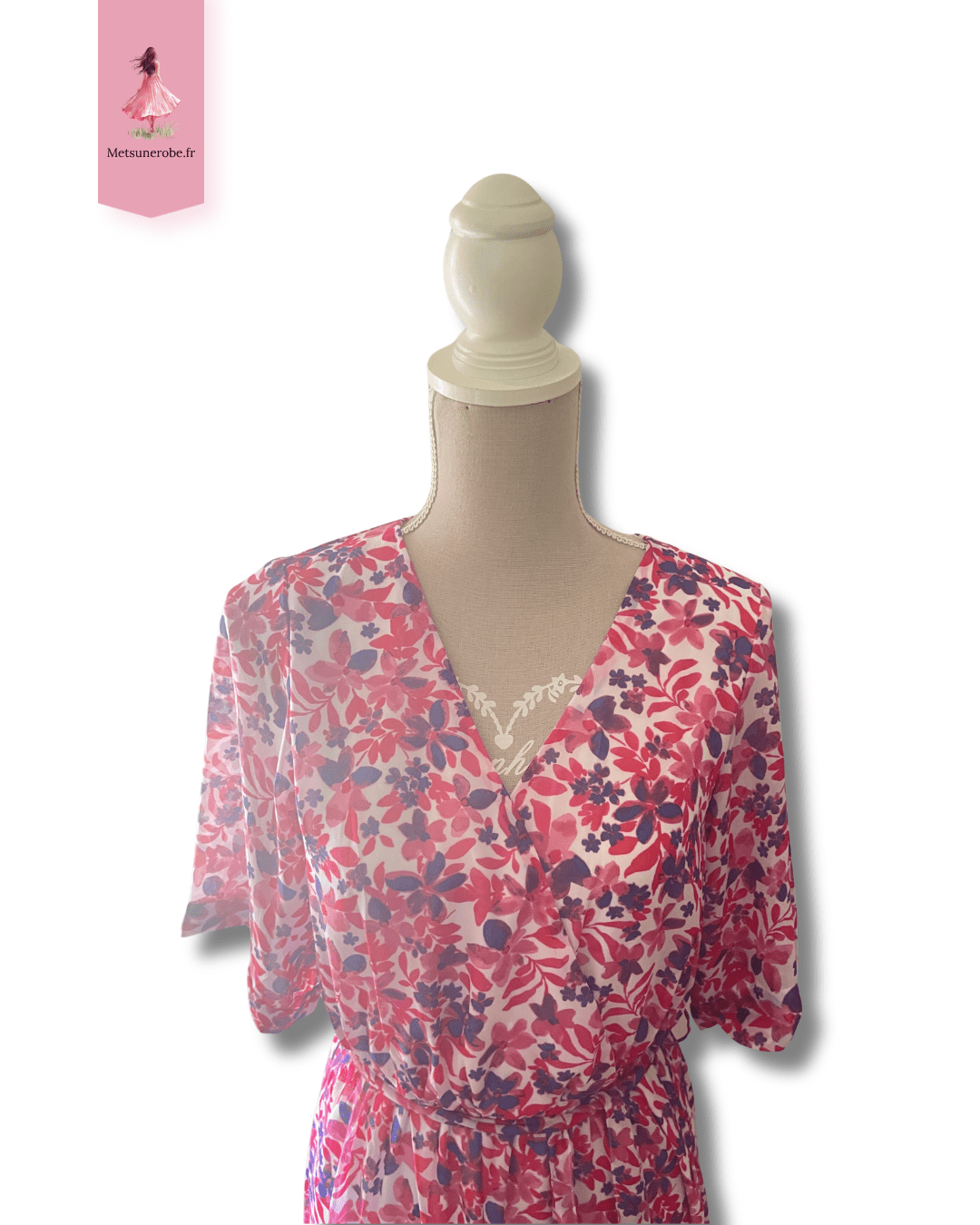 Robe longue fleurie voile blanc – Manoukian – Taille 38 – Image 4