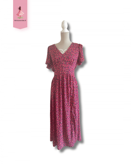 Robe longue noire imprimée fluide – In April 1986 – Taille M/L