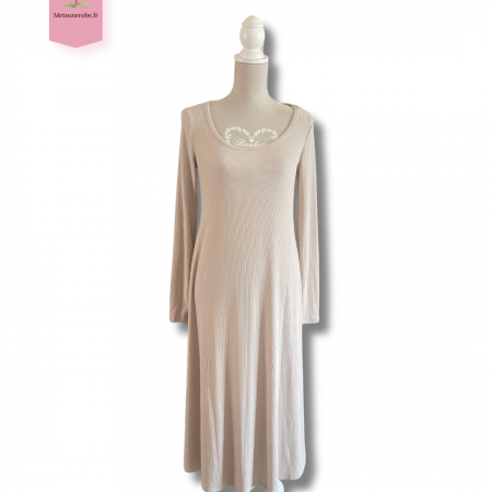 Robe beige côtelée évasée – Morgan – Taille L