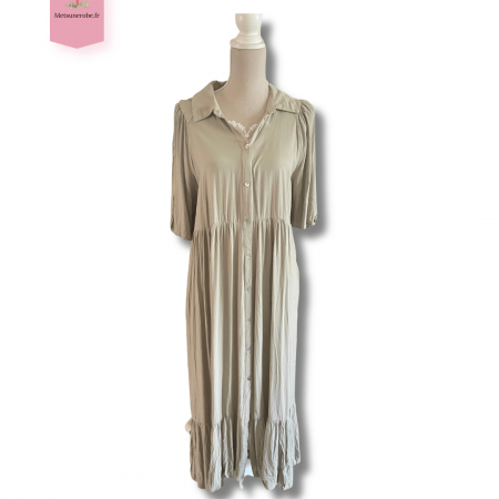 Robe chemise asymétrique vert pastel – Zara – Taille L
