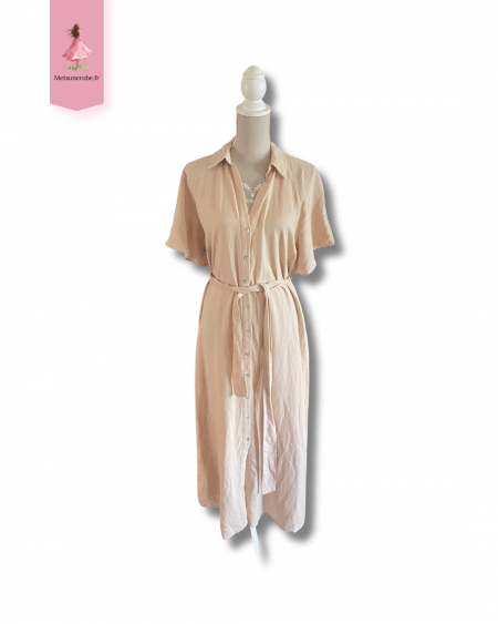 Robe chemise beige fluide ceinturée – Zara – Taille M
