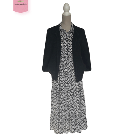 Robe longue imprimée feuillage noir et doré – Kilky Paris – Taille 38