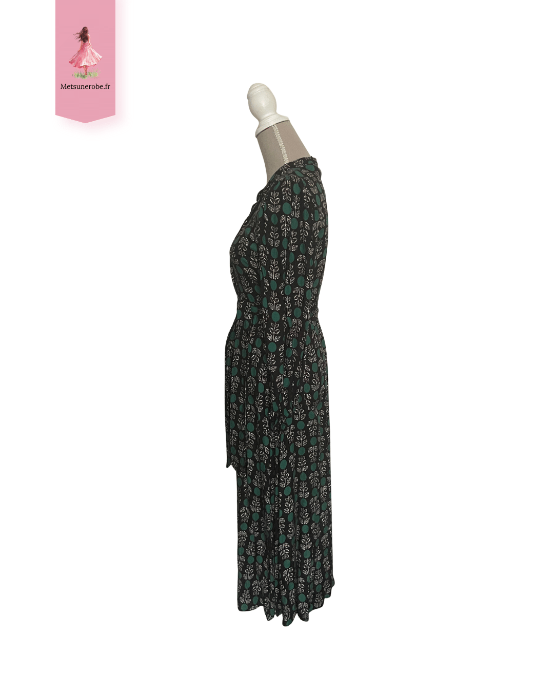 Robe chemise longue noire fleurie – Monoprix – Taille 38 – Image 2