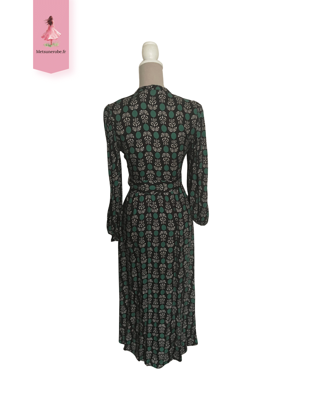 Robe chemise longue noire fleurie – Monoprix – Taille 38 – Image 3