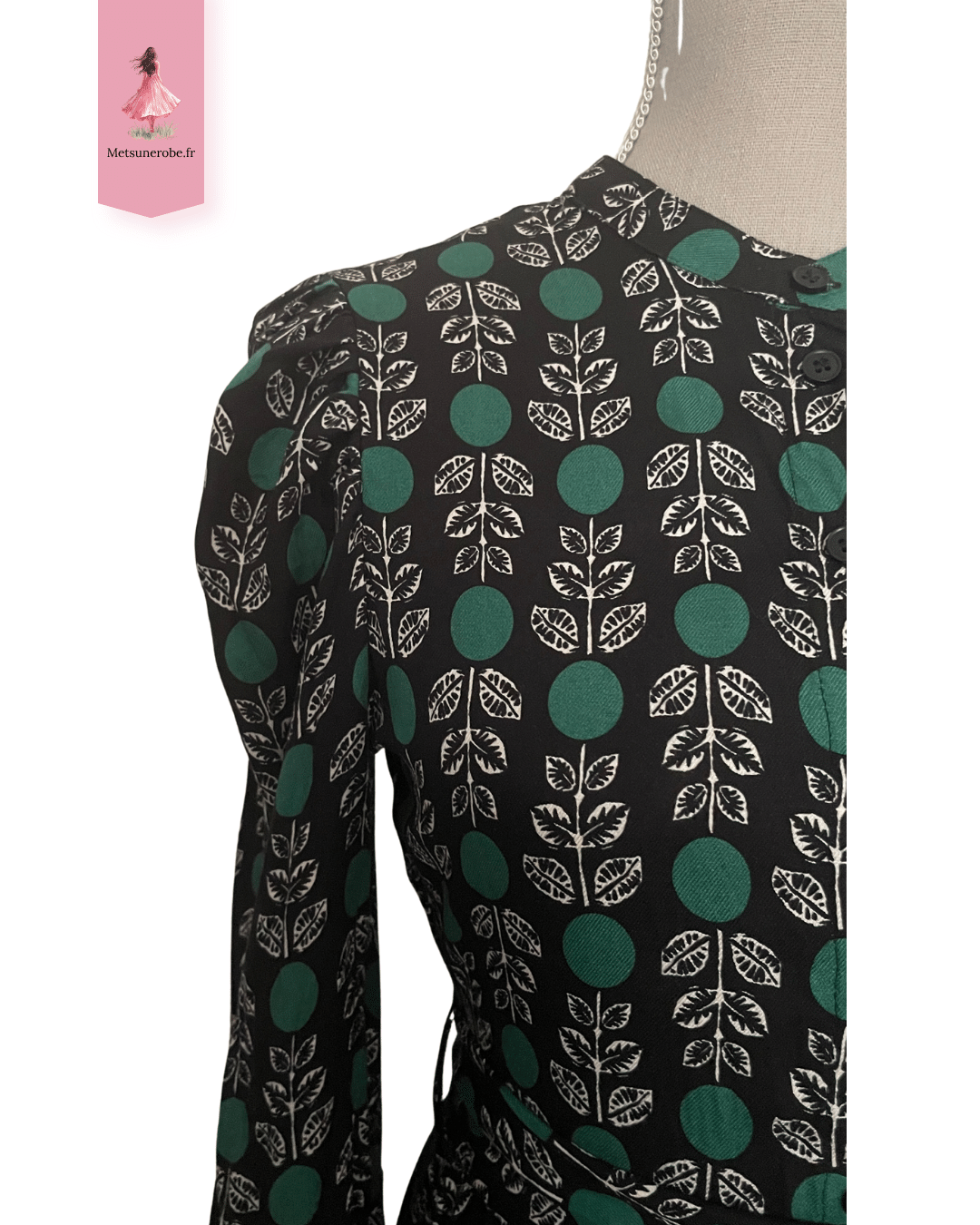 Robe chemise longue noire fleurie – Monoprix – Taille 38 – Image 5