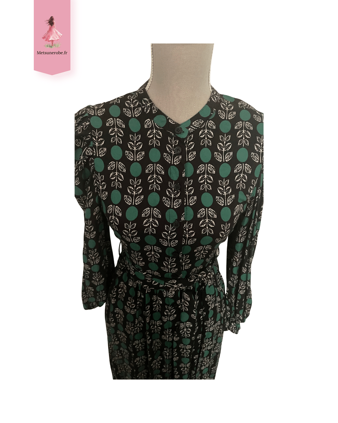 Robe chemise longue noire fleurie – Monoprix – Taille 38 – Image 4