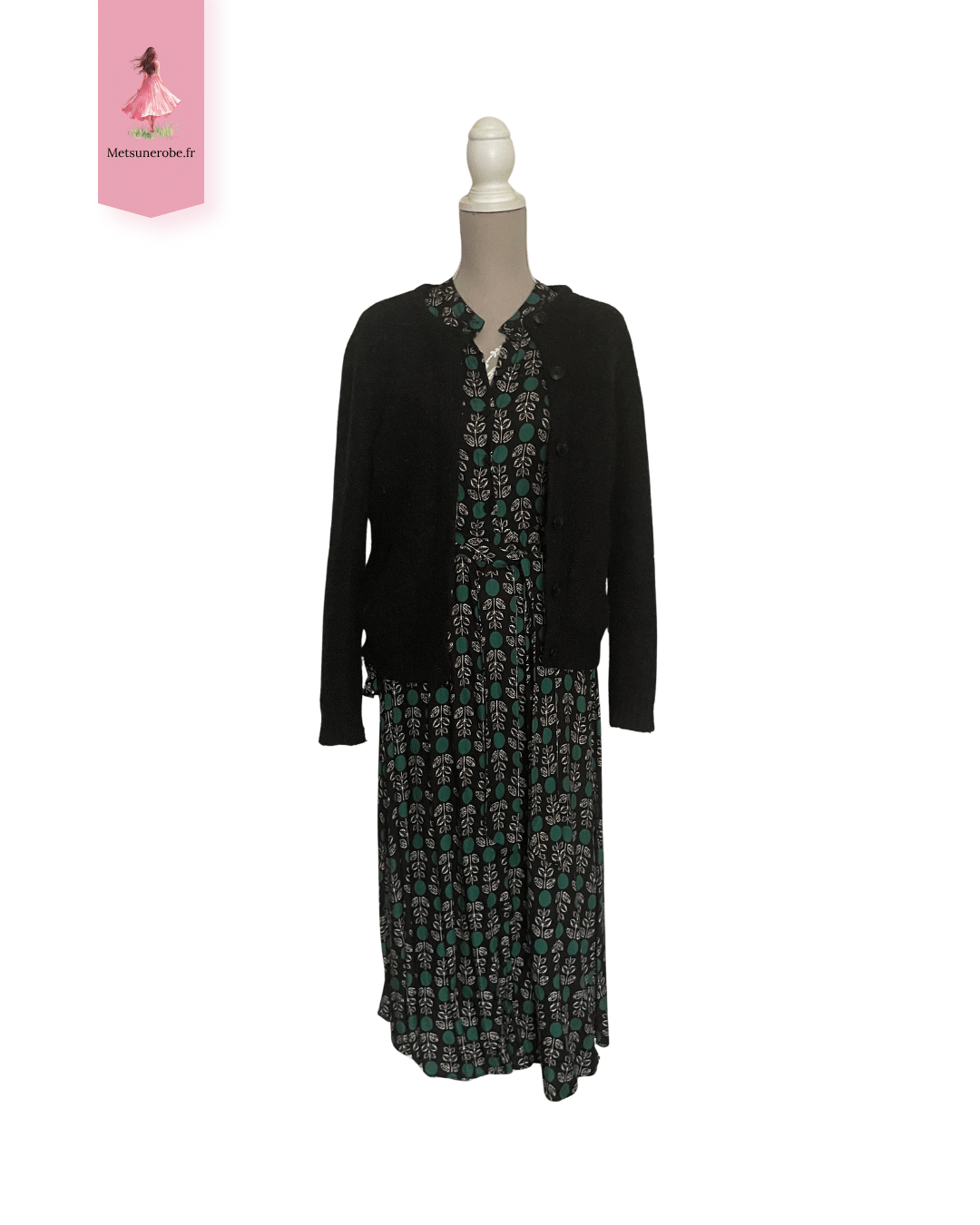 Robe chemise longue noire fleurie – Monoprix – Taille 38 – Image 8