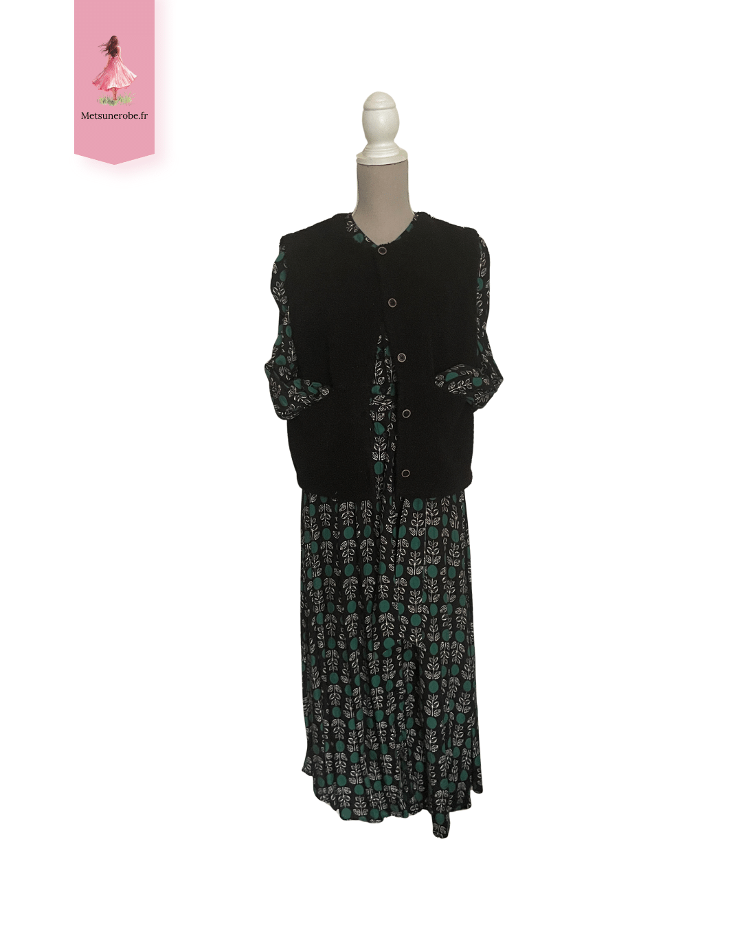 Robe chemise longue noire fleurie – Monoprix – Taille 38 – Image 7