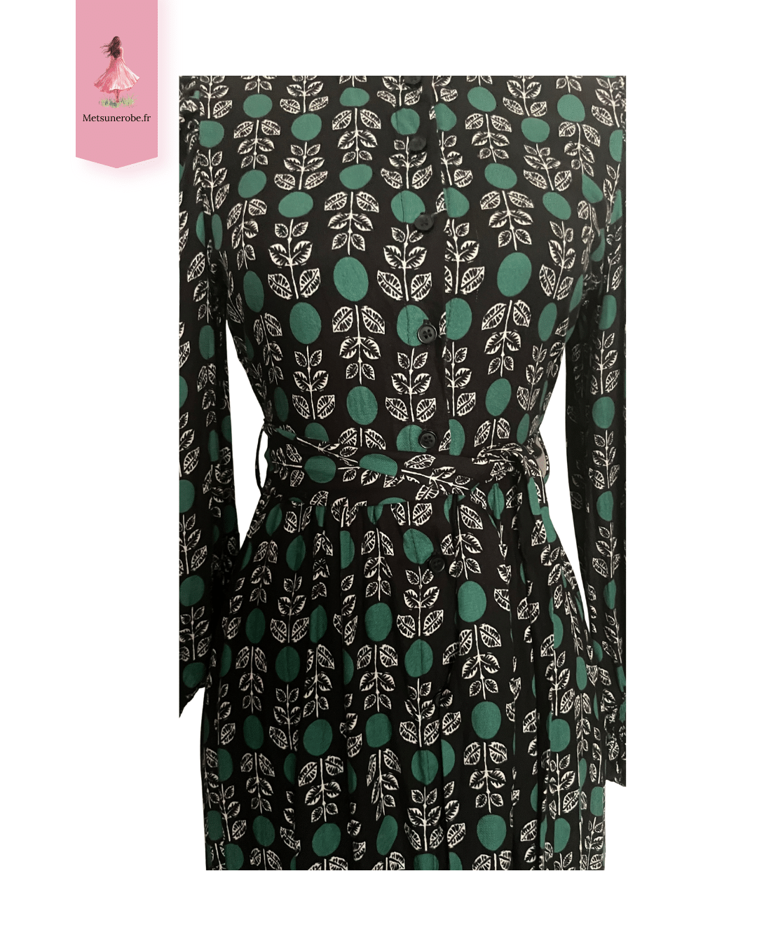 Robe chemise longue noire fleurie – Monoprix – Taille 38 – Image 6