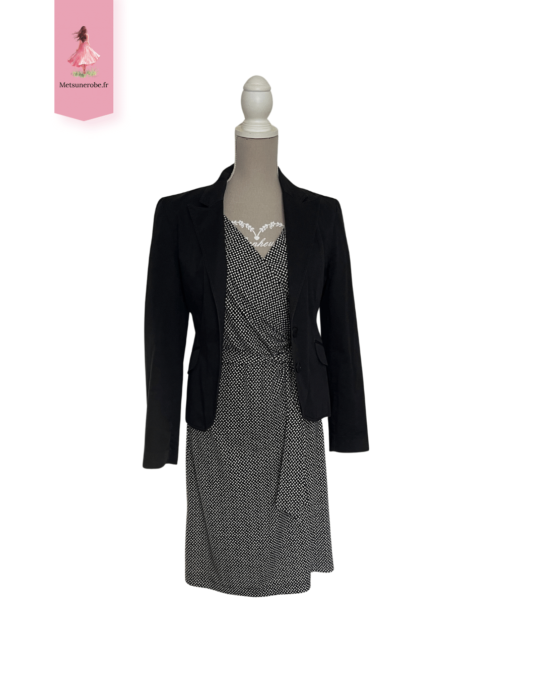 Robe midi noire à petits cœurs blancs – Gérard Darel Paris – Taille 38 – Image 6