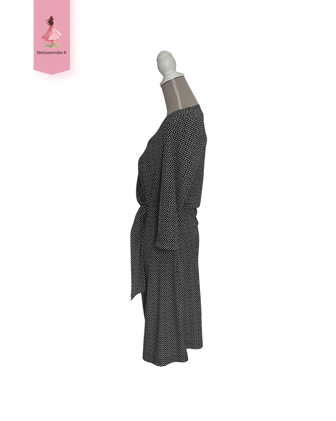 Robe midi noire à petits cœurs blancs – Gérard Darel Paris – Taille 38 – Image 4