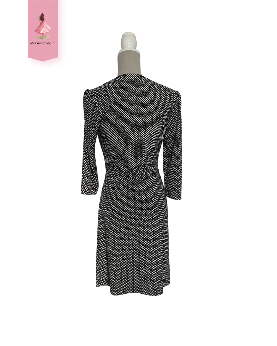 Robe midi noire à petits cœurs blancs – Gérard Darel Paris – Taille 38 – Image 3