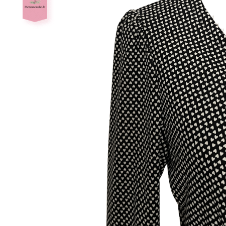 Robe midi noire à petits cœurs blancs – Gérard Darel Paris – Taille 38