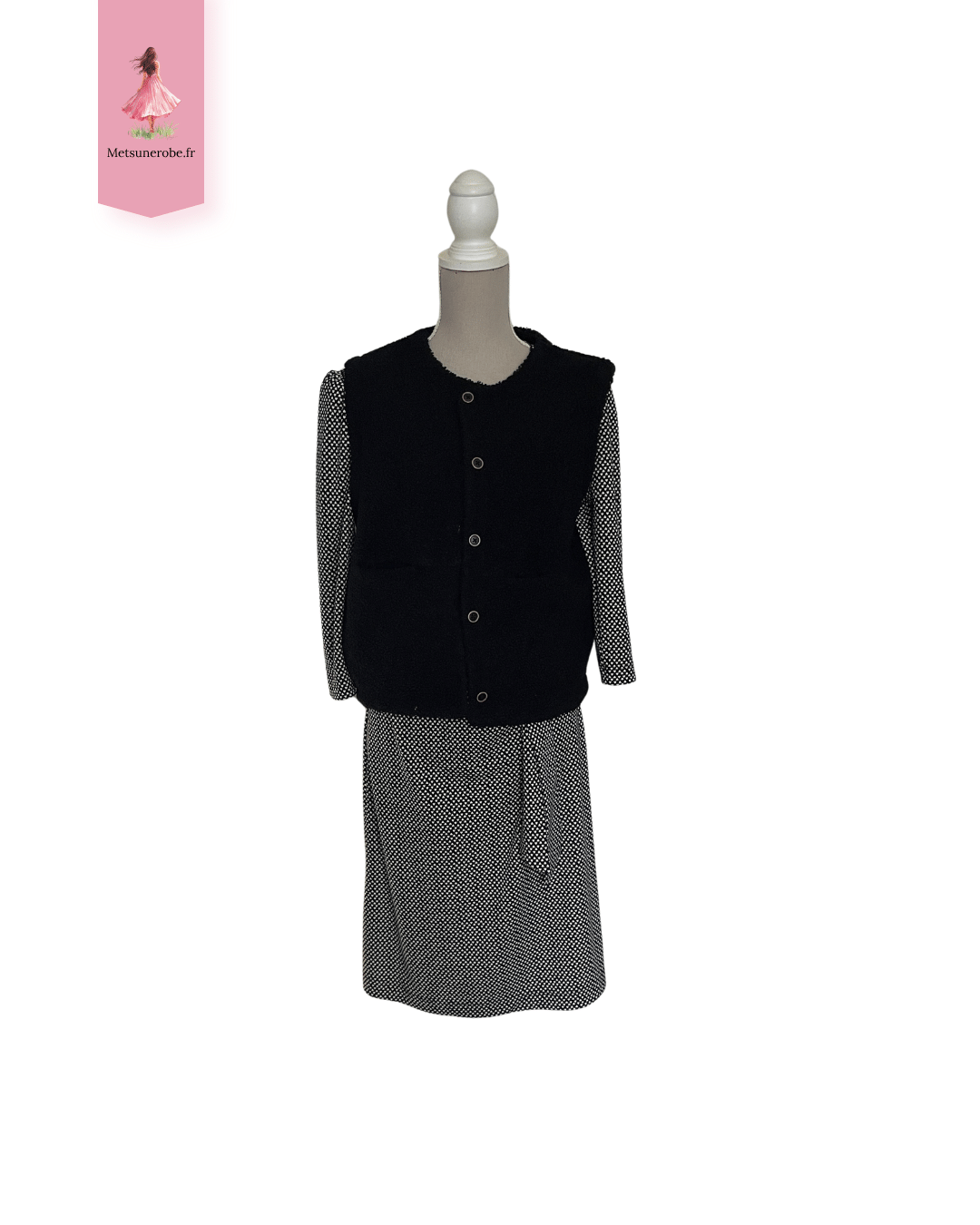 Robe midi noire à petits cœurs blancs – Gérard Darel Paris – Taille 38 – Image 7